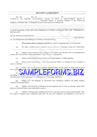 Security Agreement 2 pdf free